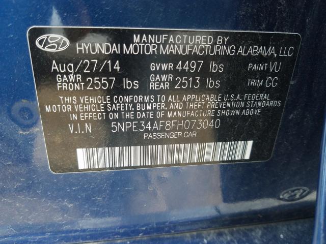 Photo 9 VIN: 5NPE34AF8FH073040 - HYUNDAI SONATA 