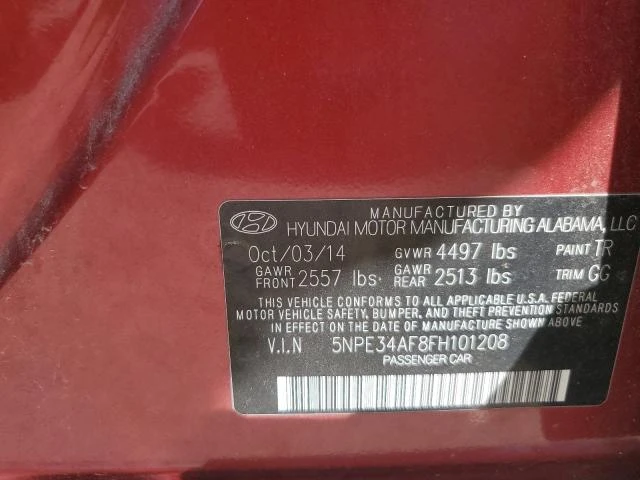 Photo 12 VIN: 5NPE34AF8FH101208 - HYUNDAI SONATA SPO 