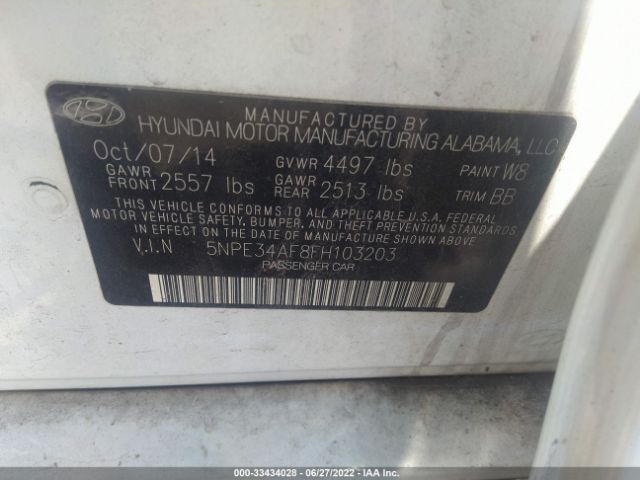 Photo 8 VIN: 5NPE34AF8FH103203 - HYUNDAI SONATA 