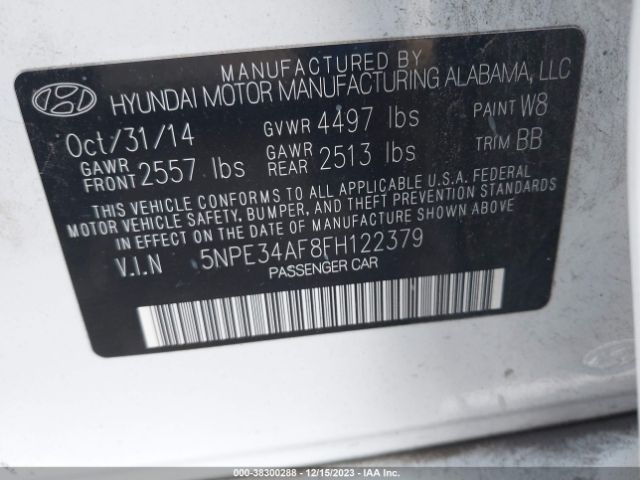 Photo 8 VIN: 5NPE34AF8FH122379 - HYUNDAI SONATA 