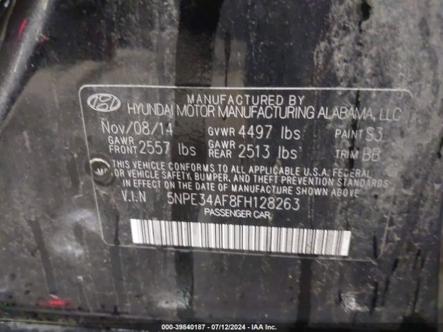 Photo 8 VIN: 5NPE34AF8FH128263 - HYUNDAI SONATA 