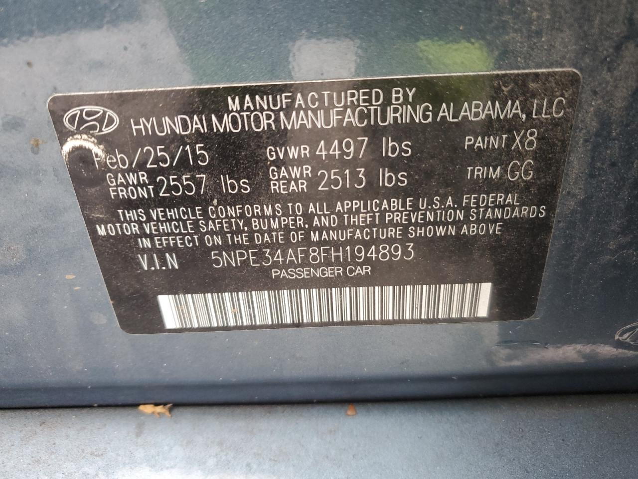 Photo 11 VIN: 5NPE34AF8FH194893 - HYUNDAI SONATA 