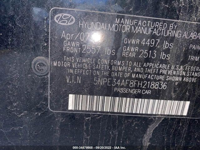 Photo 8 VIN: 5NPE34AF8FH218836 - HYUNDAI SONATA 