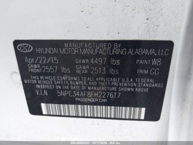 Photo 8 VIN: 5NPE34AF8FH227617 - HYUNDAI SONATA 