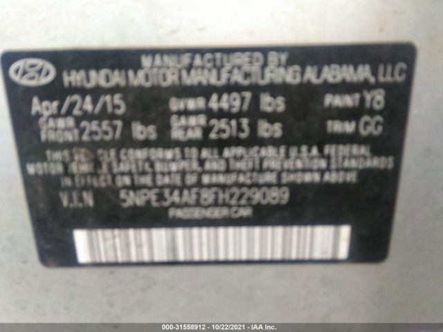 Photo 8 VIN: 5NPE34AF8FH229089 - HYUNDAI SONATA 