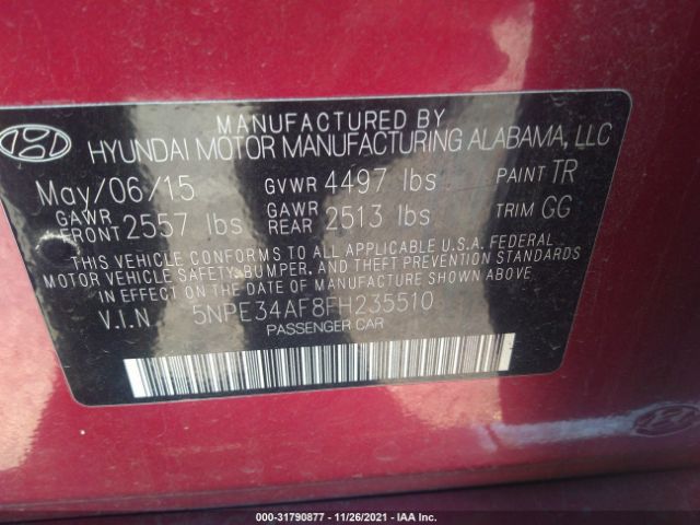 Photo 8 VIN: 5NPE34AF8FH235510 - HYUNDAI SONATA 