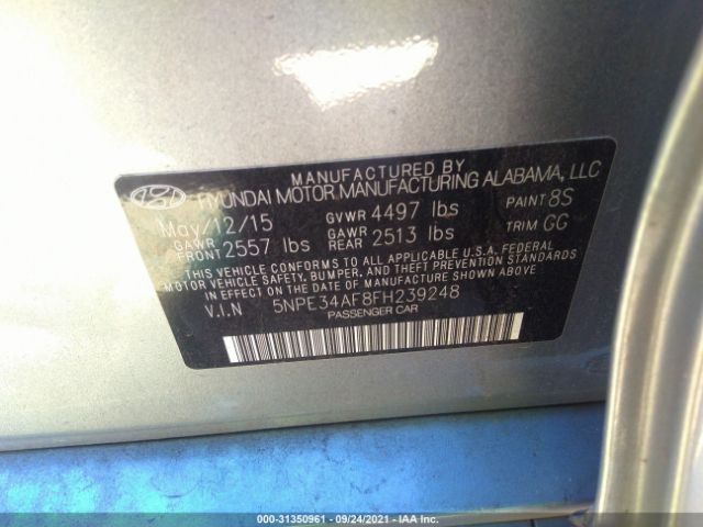 Photo 8 VIN: 5NPE34AF8FH239248 - HYUNDAI SONATA 