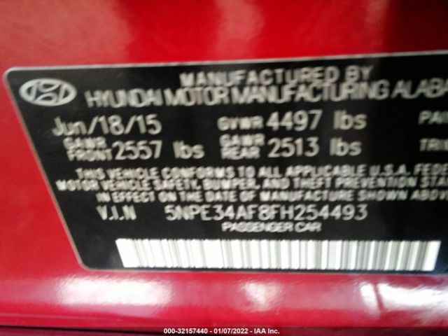 Photo 8 VIN: 5NPE34AF8FH254493 - HYUNDAI SONATA 