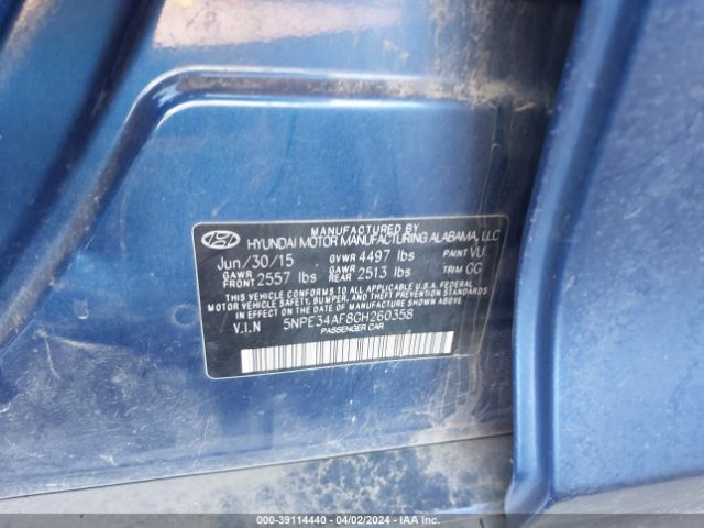 Photo 8 VIN: 5NPE34AF8GH260358 - HYUNDAI SONATA 