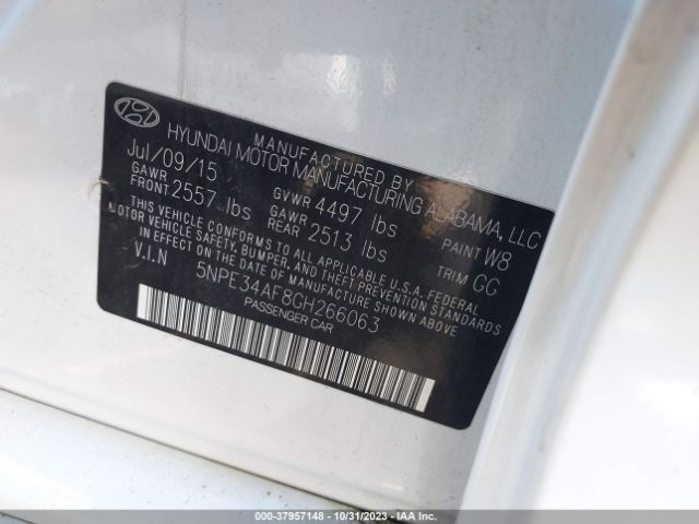 Photo 8 VIN: 5NPE34AF8GH266063 - HYUNDAI SONATA 