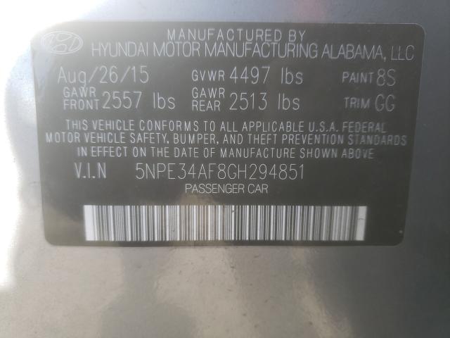 Photo 9 VIN: 5NPE34AF8GH294851 - HYUNDAI SONATA 