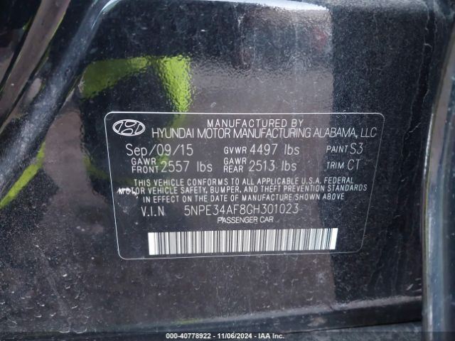 Photo 8 VIN: 5NPE34AF8GH301023 - HYUNDAI SONATA 