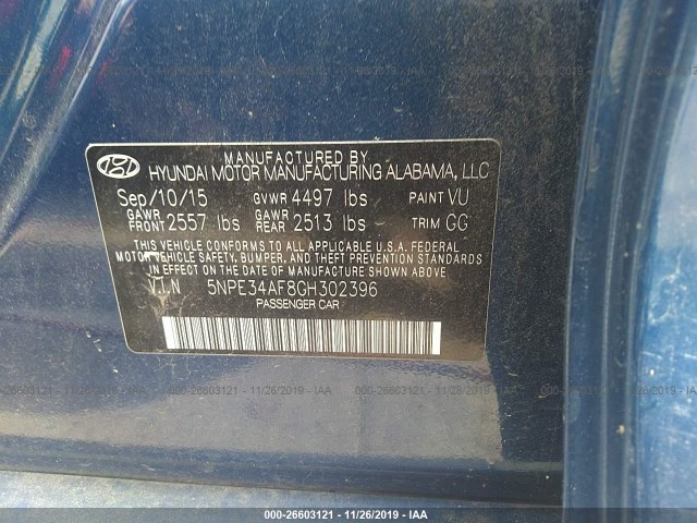 Photo 8 VIN: 5NPE34AF8GH302396 - HYUNDAI SONATA 