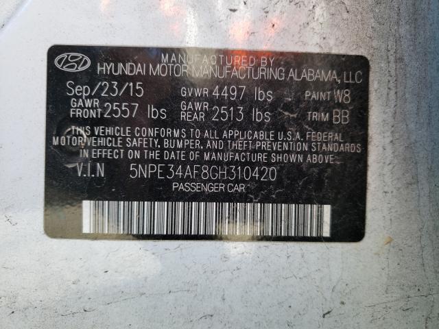 Photo 9 VIN: 5NPE34AF8GH310420 - HYUNDAI SONATA SPO 