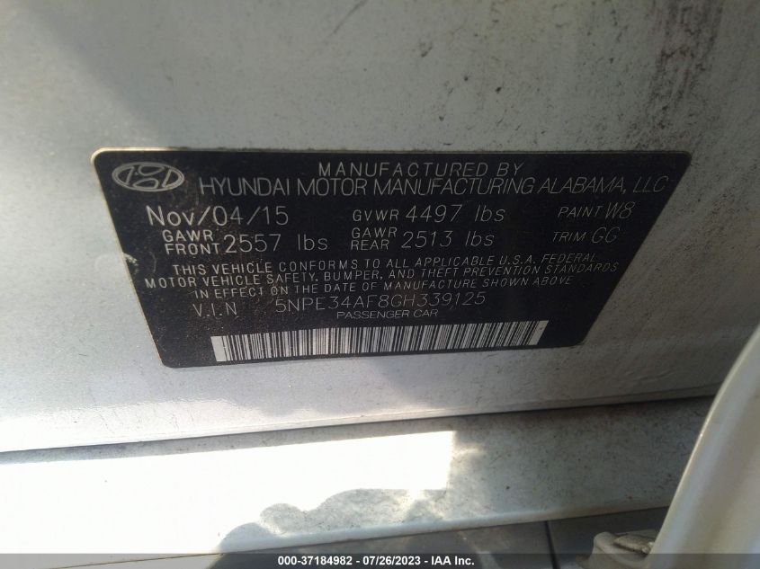 Photo 8 VIN: 5NPE34AF8GH339125 - HYUNDAI SONATA 