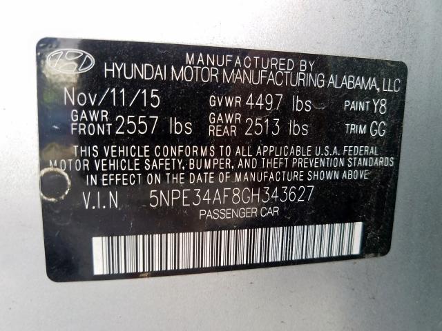 Photo 9 VIN: 5NPE34AF8GH343627 - HYUNDAI SONATA SPO 