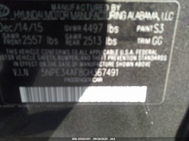 Photo 8 VIN: 5NPE34AF8GH367491 - HYUNDAI SONATA 