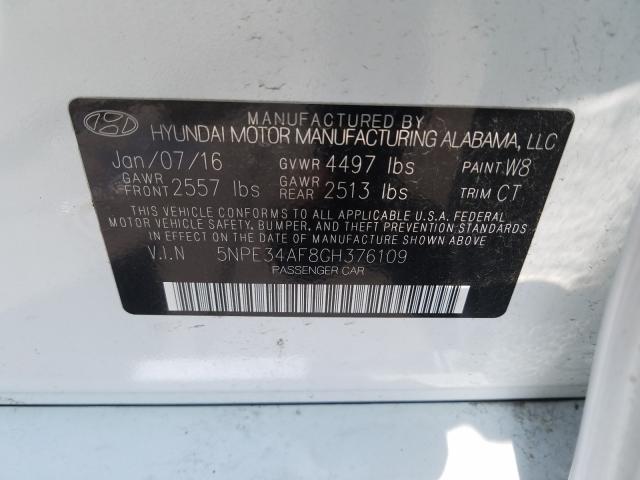 Photo 9 VIN: 5NPE34AF8GH376109 - HYUNDAI SONATA SPO 