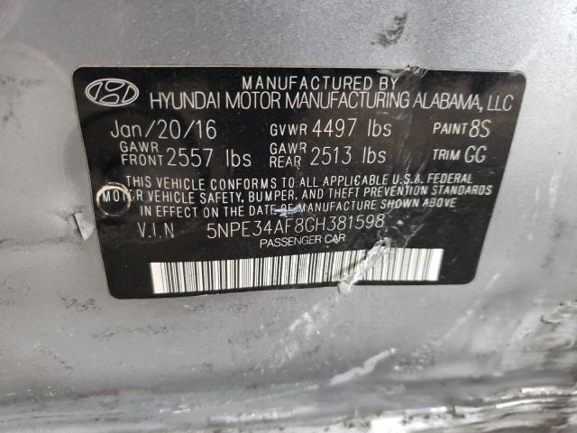 Photo 9 VIN: 5NPE34AF8GH381598 - HYUNDAI SONATA SPO 