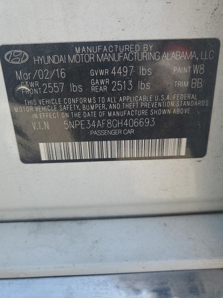 Photo 11 VIN: 5NPE34AF8GH406693 - HYUNDAI SONATA 