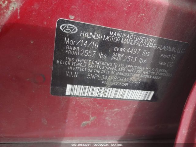 Photo 8 VIN: 5NPE34AF8GH412963 - HYUNDAI SONATA 