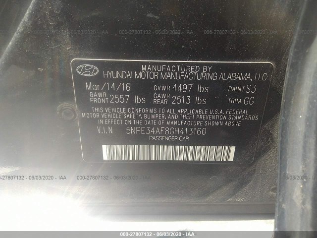 Photo 8 VIN: 5NPE34AF8GH413160 - HYUNDAI SONATA 