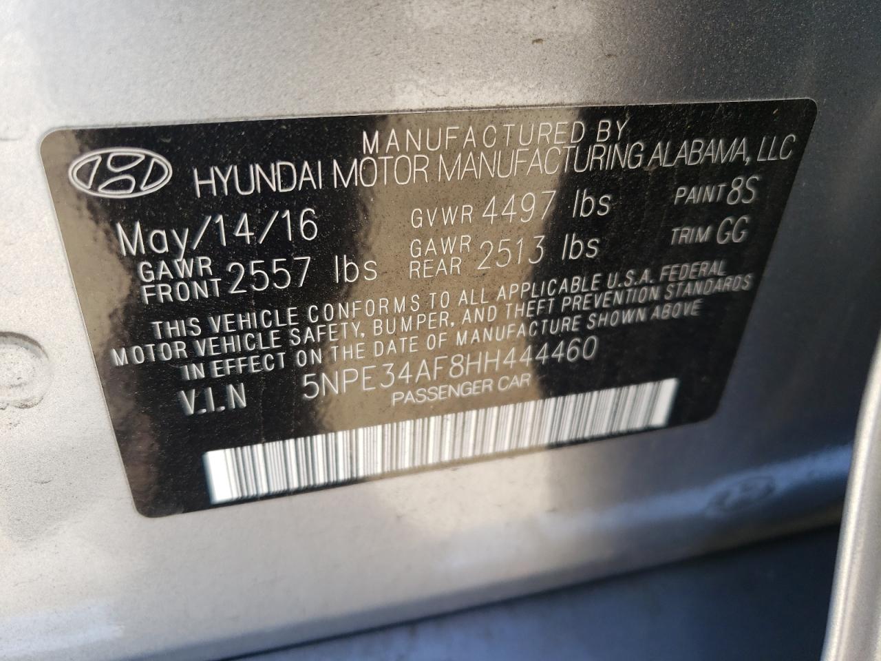 Photo 11 VIN: 5NPE34AF8HH444460 - HYUNDAI SONATA 