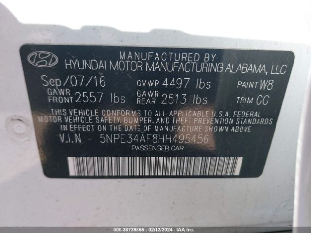 Photo 8 VIN: 5NPE34AF8HH495456 - HYUNDAI SONATA 