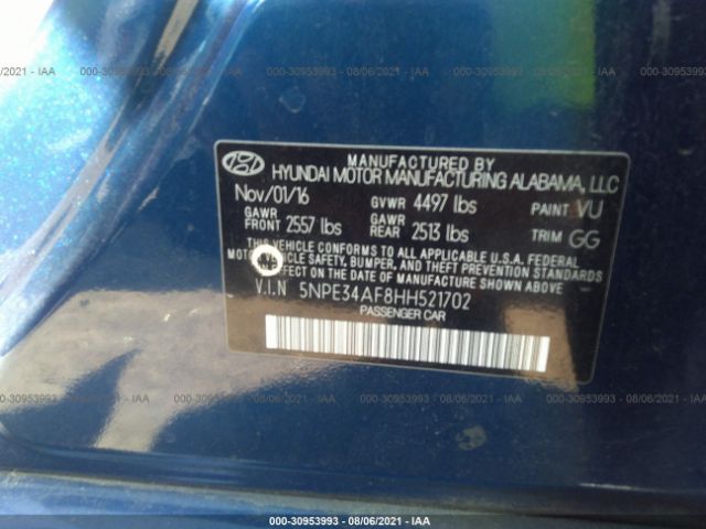 Photo 8 VIN: 5NPE34AF8HH521702 - HYUNDAI SONATA 