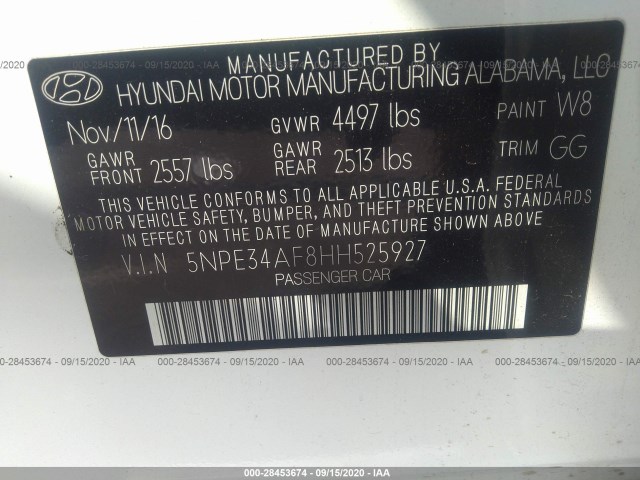 Photo 8 VIN: 5NPE34AF8HH525927 - HYUNDAI SONATA 