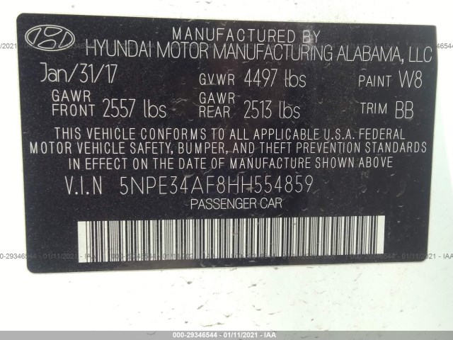 Photo 8 VIN: 5NPE34AF8HH554859 - HYUNDAI SONATA 