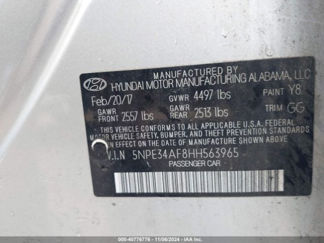 Photo 8 VIN: 5NPE34AF8HH563965 - HYUNDAI SONATA 