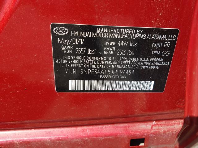 Photo 9 VIN: 5NPE34AF8JH596454 - HYUNDAI SONATA 