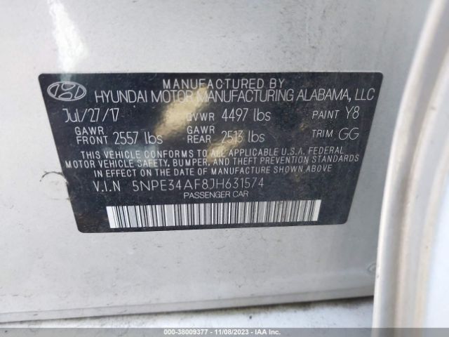 Photo 8 VIN: 5NPE34AF8JH631574 - HYUNDAI SONATA 