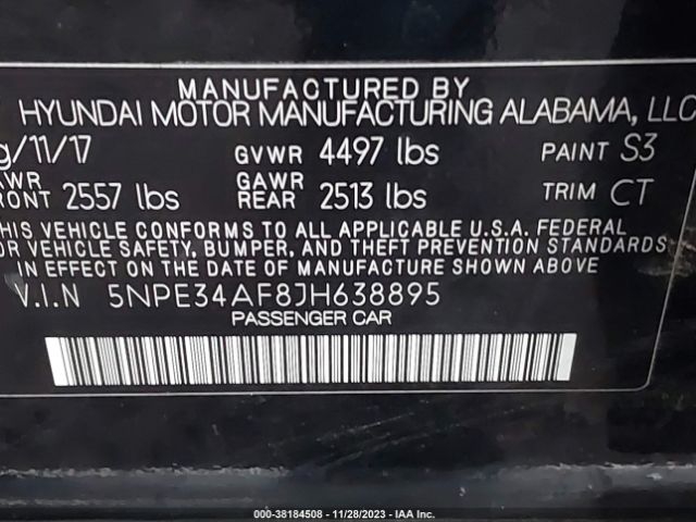 Photo 8 VIN: 5NPE34AF8JH638895 - HYUNDAI SONATA 