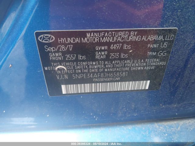 Photo 8 VIN: 5NPE34AF8JH658581 - HYUNDAI SONATA 