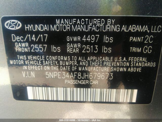 Photo 8 VIN: 5NPE34AF8JH679673 - HYUNDAI SONATA 