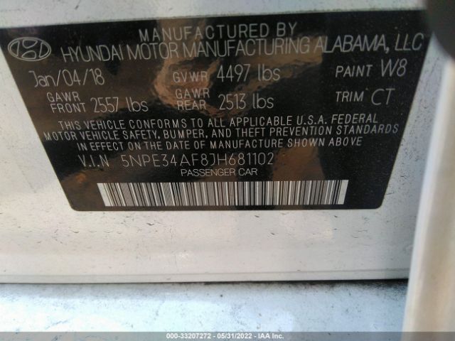 Photo 8 VIN: 5NPE34AF8JH681102 - HYUNDAI SONATA 