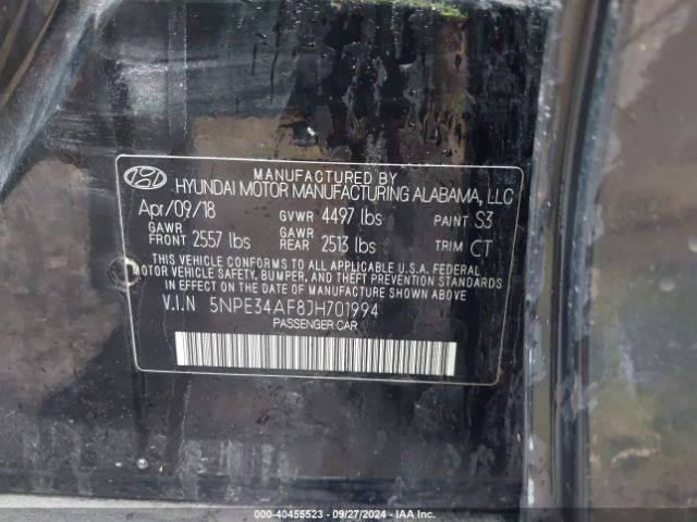 Photo 8 VIN: 5NPE34AF8JH701994 - HYUNDAI SONATA 