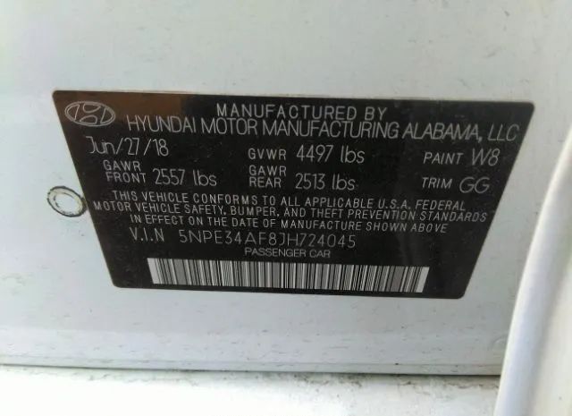 Photo 8 VIN: 5NPE34AF8JH724045 - HYUNDAI SONATA 