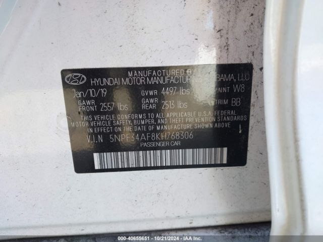 Photo 8 VIN: 5NPE34AF8KH768306 - HYUNDAI SONATA 