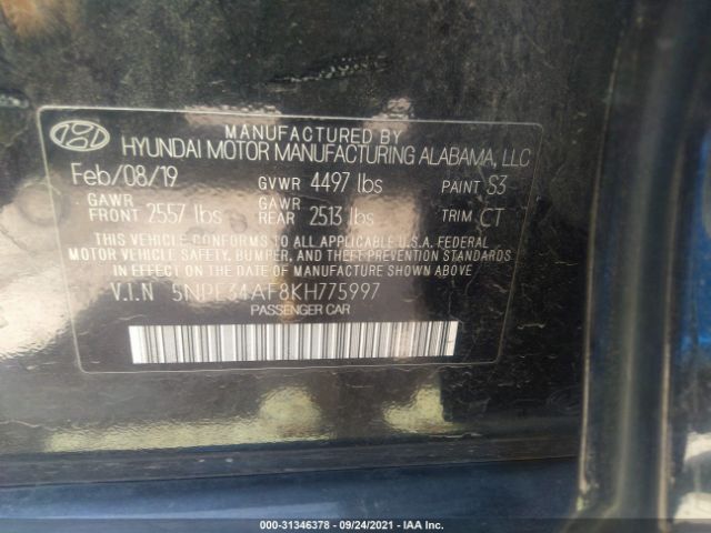 Photo 8 VIN: 5NPE34AF8KH775997 - HYUNDAI SONATA 