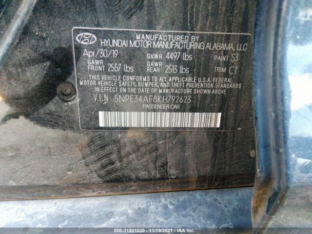 Photo 8 VIN: 5NPE34AF8KH792623 - HYUNDAI SONATA 