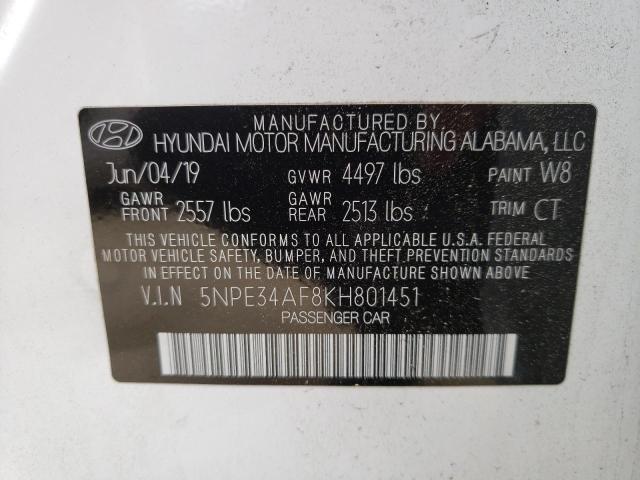 Photo 9 VIN: 5NPE34AF8KH801451 - HYUNDAI SONATA LIM 