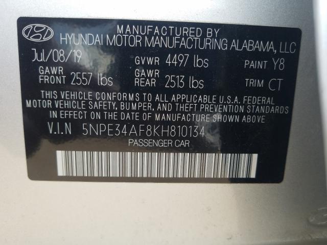 Photo 9 VIN: 5NPE34AF8KH810134 - HYUNDAI SONATA LIM 