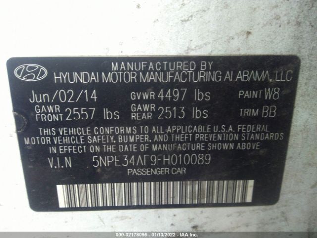 Photo 8 VIN: 5NPE34AF9FH010089 - HYUNDAI SONATA 