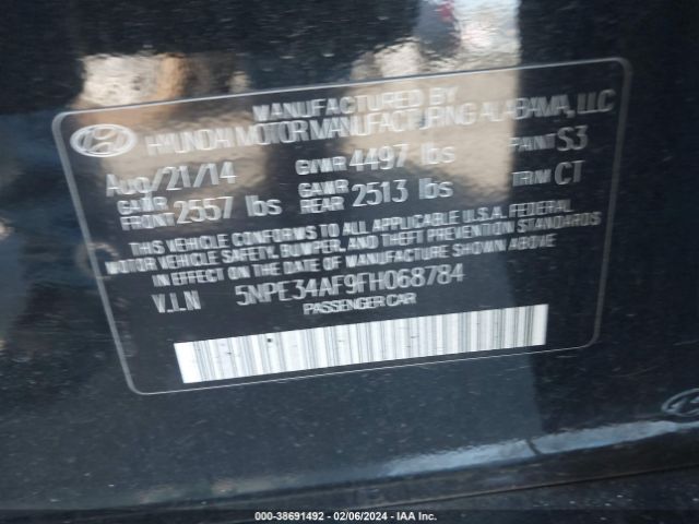 Photo 8 VIN: 5NPE34AF9FH068784 - HYUNDAI SONATA 