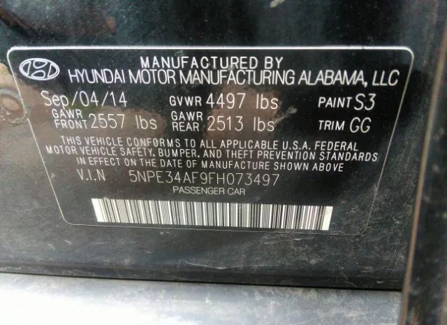 Photo 8 VIN: 5NPE34AF9FH073497 - HYUNDAI SONATA 