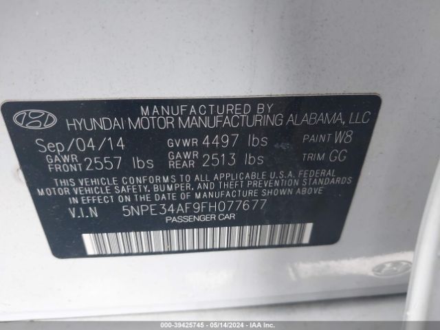 Photo 8 VIN: 5NPE34AF9FH077677 - HYUNDAI SONATA 