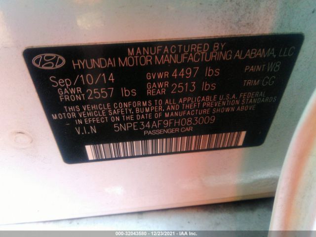 Photo 8 VIN: 5NPE34AF9FH083009 - HYUNDAI SONATA 